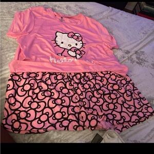 Hello Kitty Pink and Black Womens Pajama Set